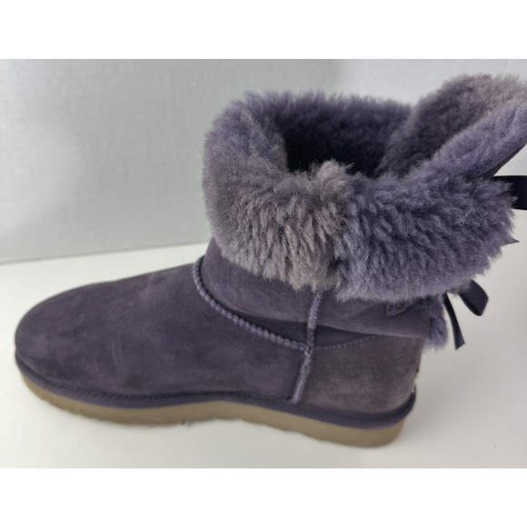 UGG Australia Bailey Bow Purple Suede Shearling Sheepskin Boots Size 10 *Flawed - Picture 5 of 13